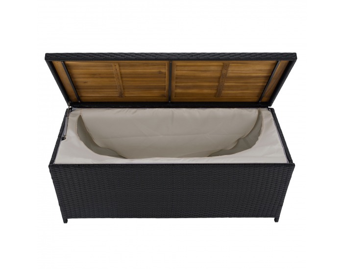 Záhradný úložný box / lavica Bemus - čierna, prírodná, krémová