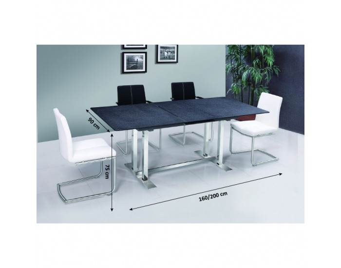 Rozkladací jedálenský stôl Bender - grafitová / oceľ