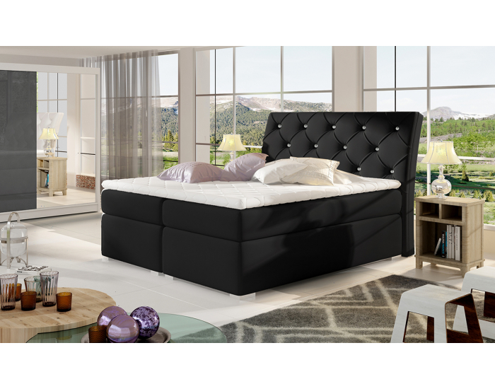 Čalúnená manželská posteľ s úložným priestorom Beneto 140 - čierna (Soft 11)