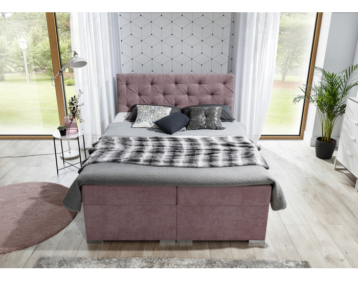 Čalúnená manželská posteľ s úložným priestorom Beneto 140 - tmavozelená