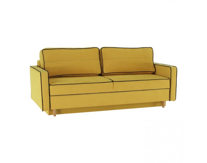 Rozkladacia pohovka s úložným priestorom Bernia - žltá / čierna / buk