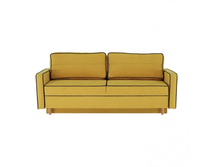 Rozkladacia pohovka s úložným priestorom Bernia - žltá / čierna / buk