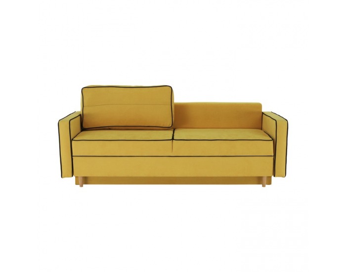 Rozkladacia pohovka s úložným priestorom Bernia - žltá / čierna / buk