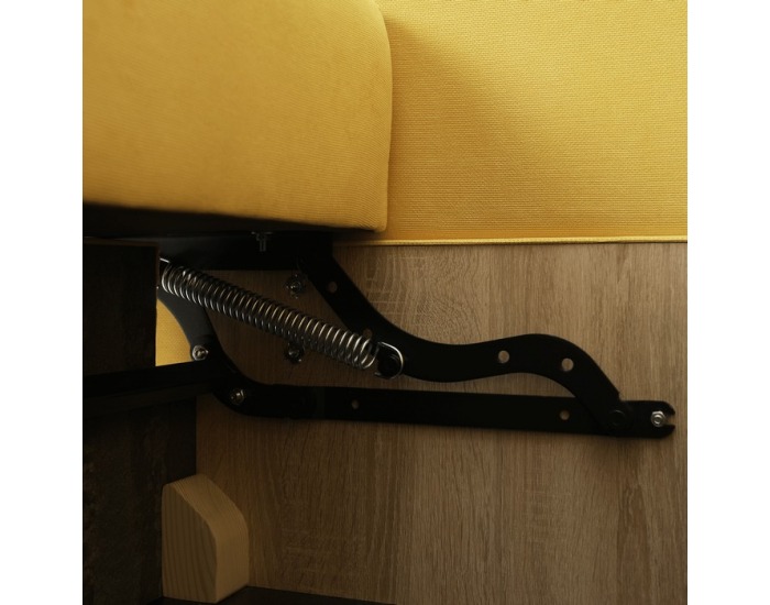 Rozkladacia pohovka s úložným priestorom Bernia - žltá / čierna / buk