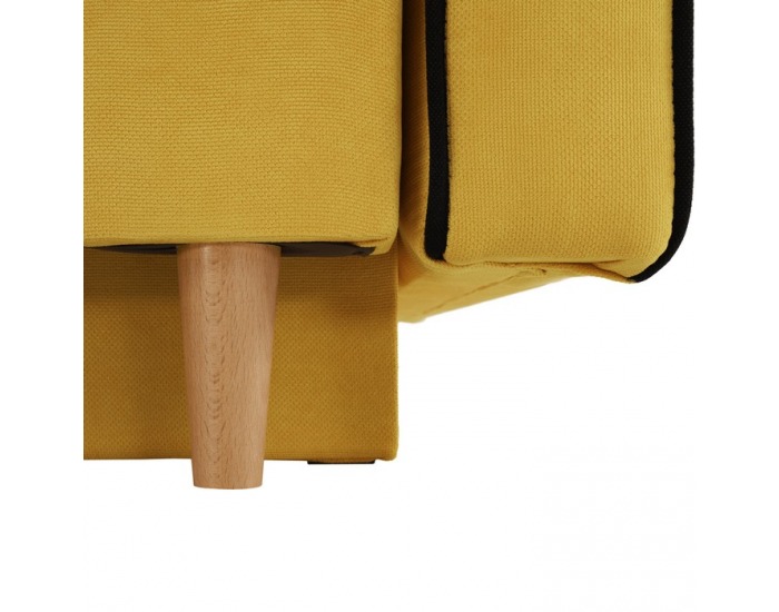 Rozkladacia pohovka s úložným priestorom Bernia - žltá / čierna / buk