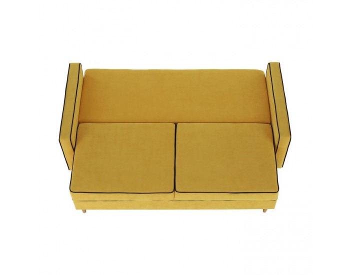 Rozkladacia pohovka s úložným priestorom Bernia - žltá / čierna / buk