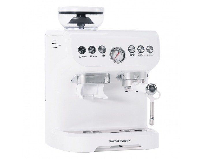 Pákový kávovar Berny - biela / strieborná