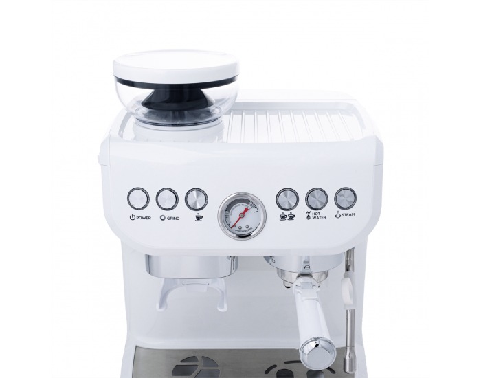 Pákový kávovar Berny - biela / strieborná