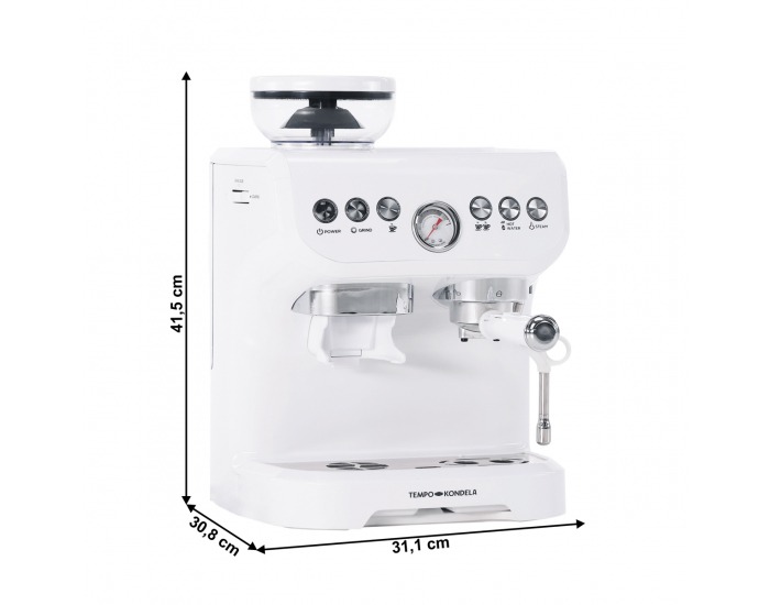 Pákový kávovar Berny - biela / strieborná