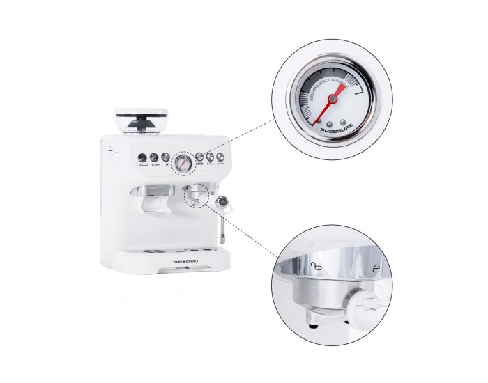 Pákový kávovar Berny - biela / strieborná