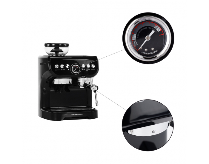 Pákový kávovar Berny - čierna / strieborná