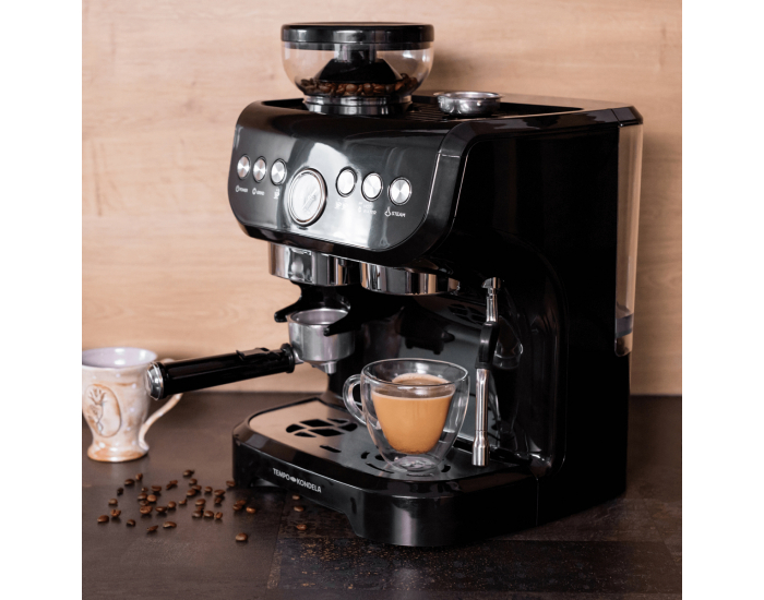 Pákový kávovar Berny - čierna / strieborná