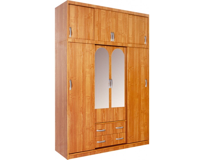 Šatníková skriňa s posuvnými dverami a zrkadlom Bertha 8D - jelša