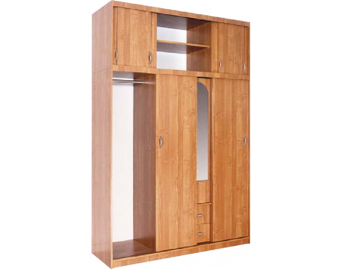 Šatníková skriňa s posuvnými dverami a zrkadlom Bertha 8D - jelša