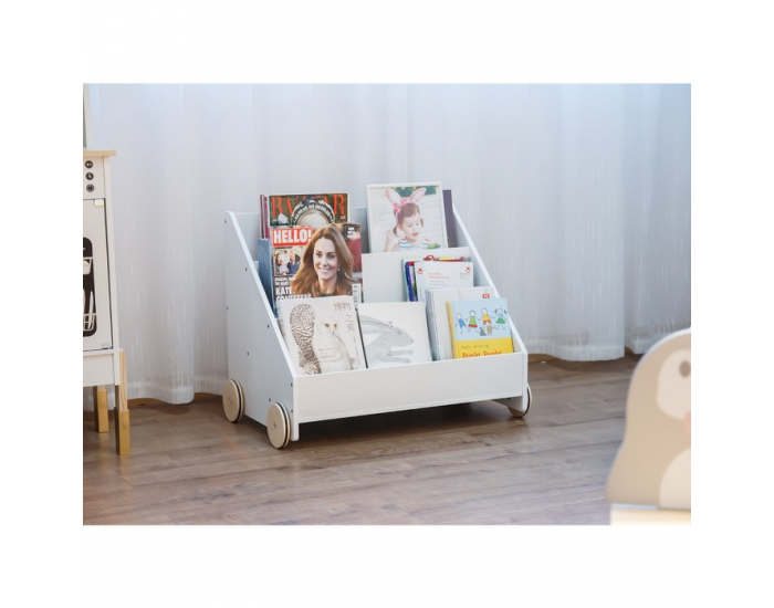 Detská knižnica s kolieskami Berus - biela