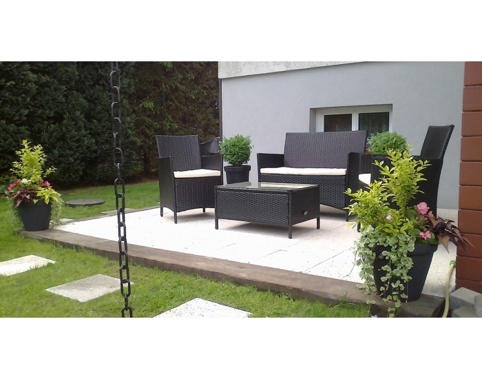 Záhradný nábytok z umelého ratanu Comodo - čierna / ecru