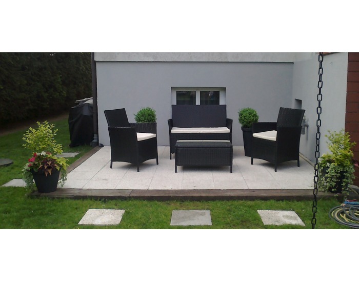 Záhradný nábytok z umelého ratanu Comodo - čierna / ecru
