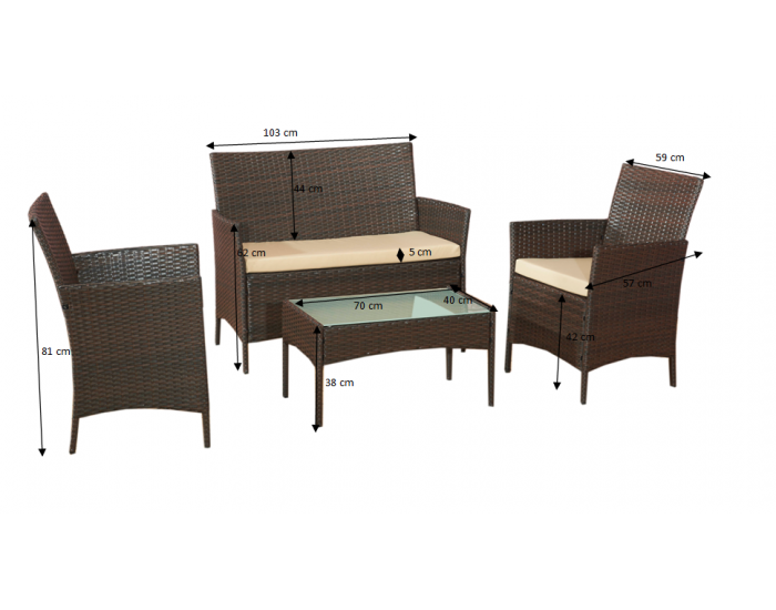 Záhradný nábytok z umelého ratanu Comodo - čierna / ecru