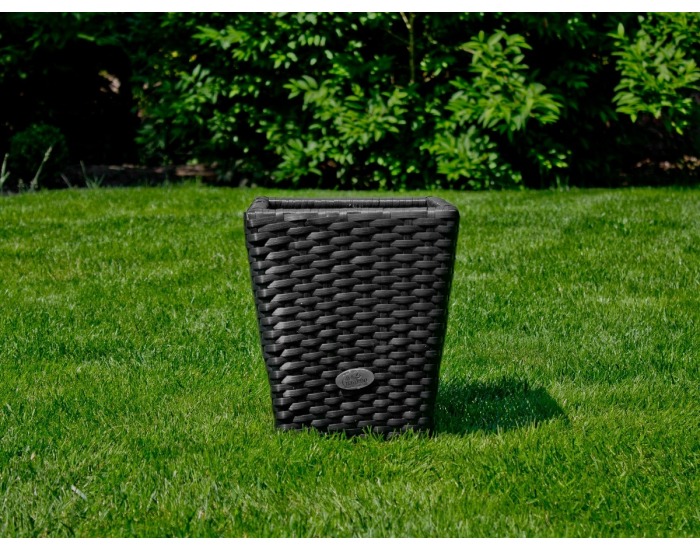 Záhradný kvetináč z umelého ratanu Dijon - čierna