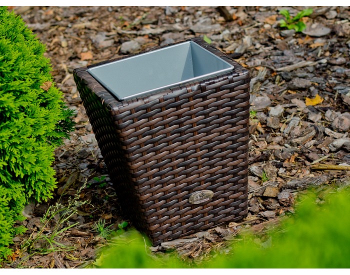 Záhradný kvetináč z umelého ratanu Dijon - hnedá