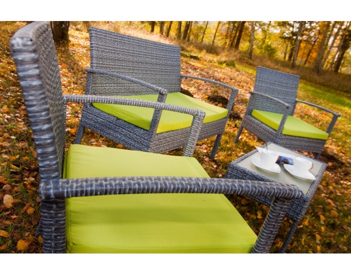 Záhradný nábytok z umelého ratanu Perfetto - sivý melanž / zelená
