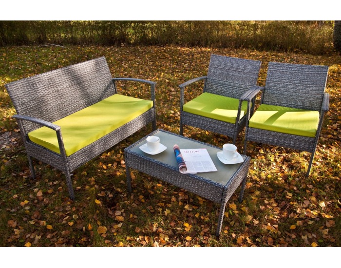 Záhradný nábytok z umelého ratanu Perfetto - sivý melanž / zelená