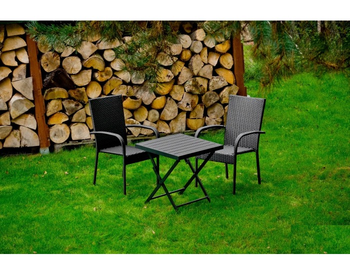 Záhradný set z umelého ratanu Piccolo - čierna