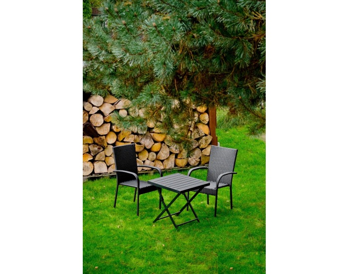 Záhradný set z umelého ratanu Piccolo - čierna