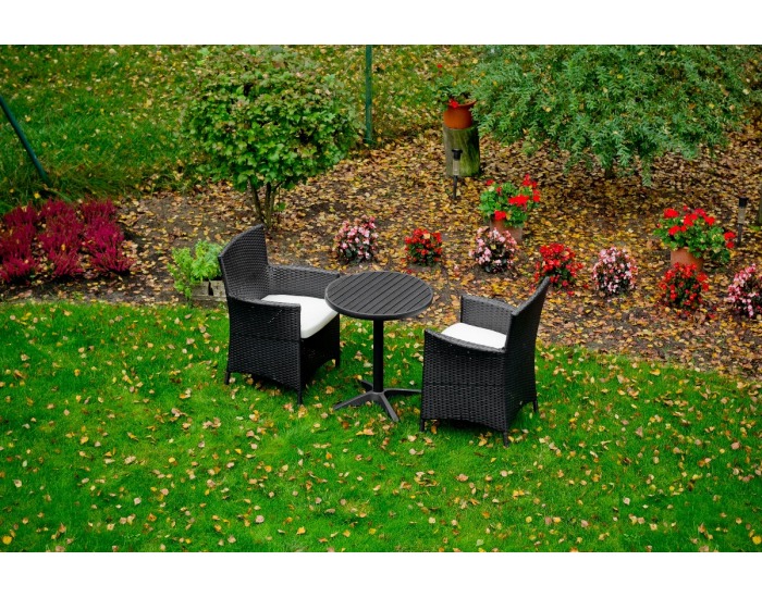 Záhradný set z umelého ratanu Poco - čierna / ecru