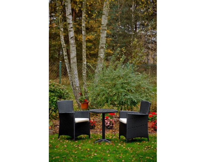 Záhradný set z umelého ratanu Poco - čierna / ecru