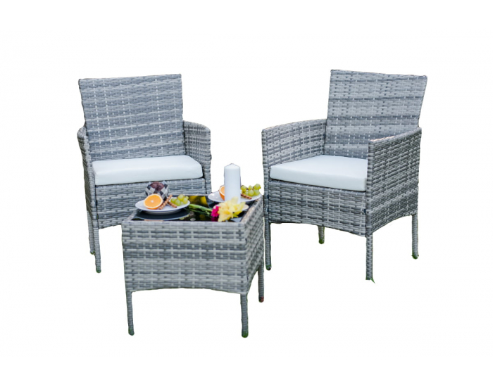 Záhradný nábytok z umelého ratanu Sano - sivý melanž / ecru