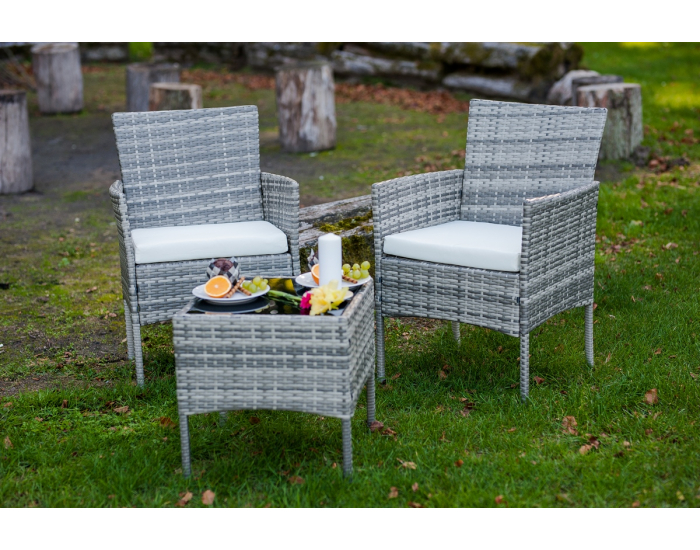 Záhradný nábytok z umelého ratanu Sano - sivý melanž / ecru