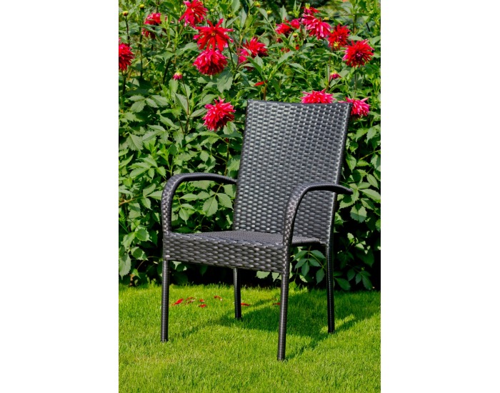 Záhradné kreslo z umelého ratanu Sottile - čierna