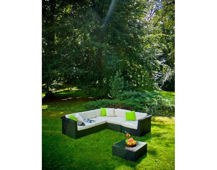Záhradný nábytok z umelého ratanu Splendido - čierna / ecru