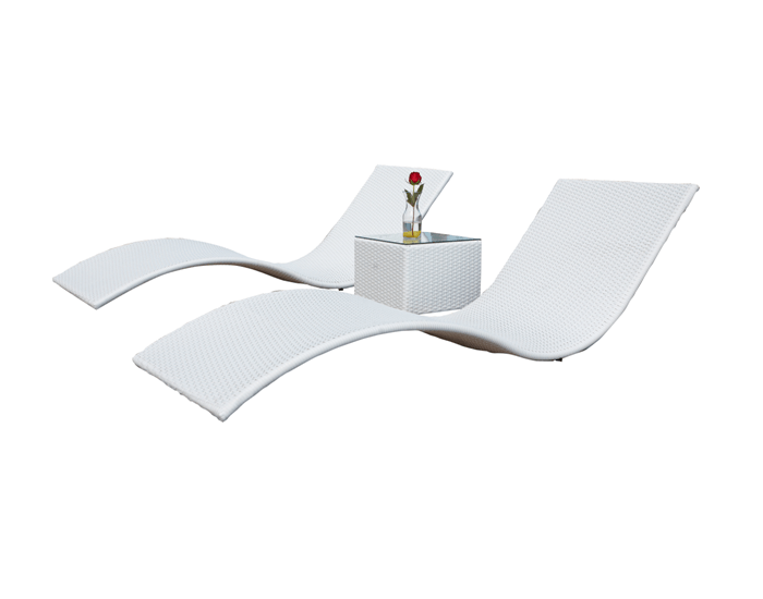 Záhradné lehátko so stolíkom (2 ks) Successo - biela