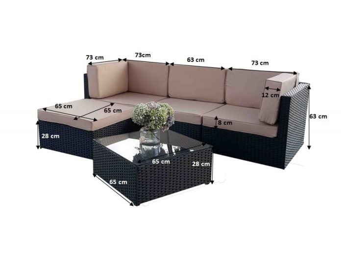 Záhradný nábytok z umelého ratanu Tinto - čierna / béžová