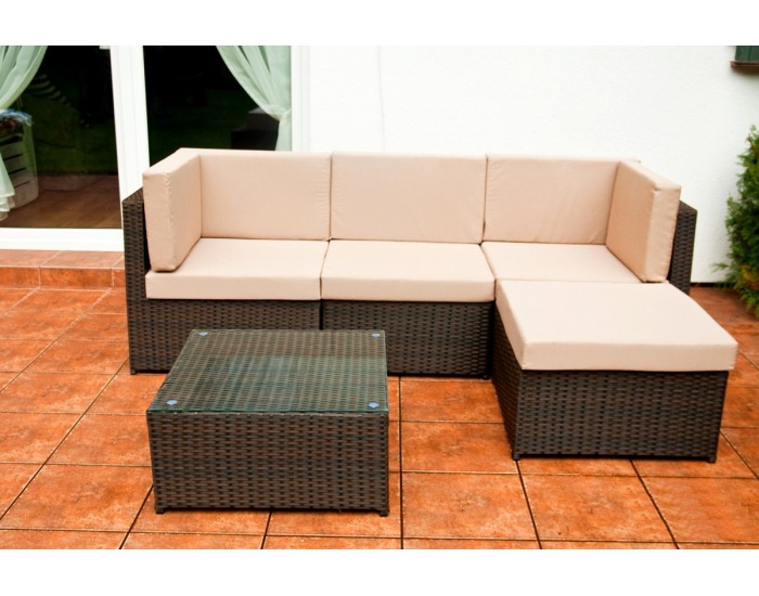 Záhradný nábytok z umelého ratanu Tinto - čierna / béžová