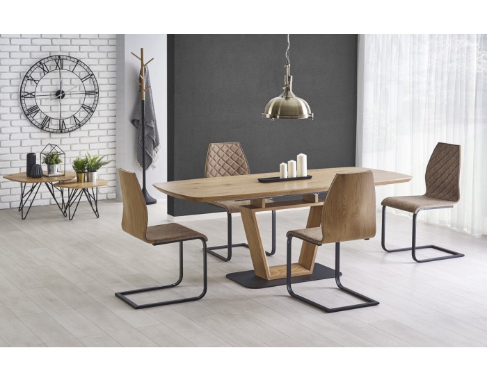 Rozkladací jedálenský stôl Blacky 2 - dub prírodný / čierna