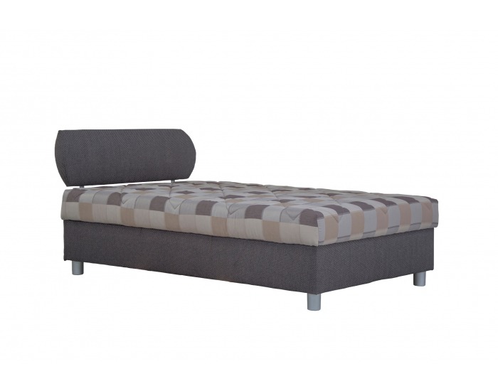 Čalúnená jednolôžková posteľ s roštom a matracom Aster 120 - hnedá / vzor