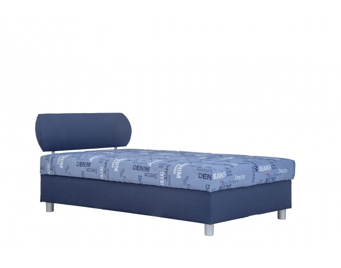 Čalúnená manželská posteľ s roštom a matracom Aster 140 - modrá / vzor