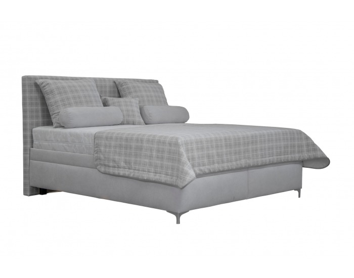 Čalúnená manželská posteľ s roštom a matracom Ella 180 - krémová / vzor