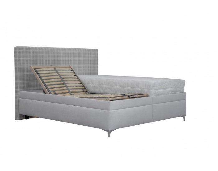 Čalúnená manželská posteľ s roštom a matracom Ella 180 - krémová / vzor