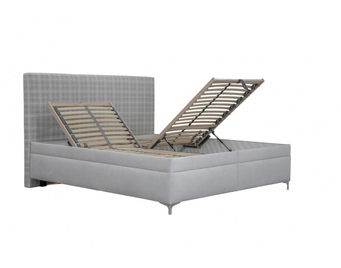 Čalúnená manželská posteľ s roštom a matracom Ella 180 - krémová / vzor