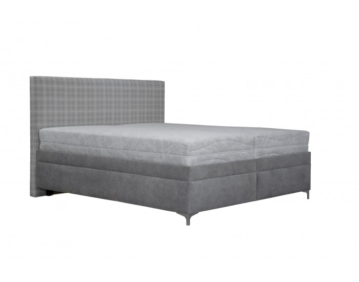 Čalúnená manželská posteľ s roštom a matracom Ella 180 - svetlosivá / vzor