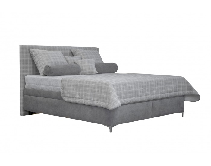 Čalúnená manželská posteľ s roštom a matracom Ella 180 - svetlosivá / vzor