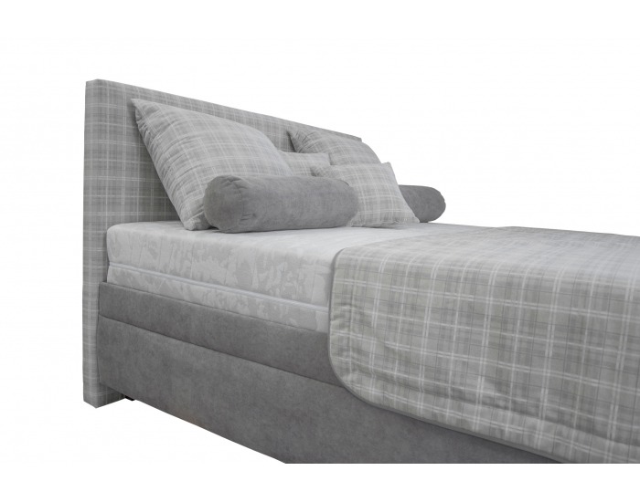 Čalúnená manželská posteľ s roštom a matracom Ella 180 - svetlosivá / vzor