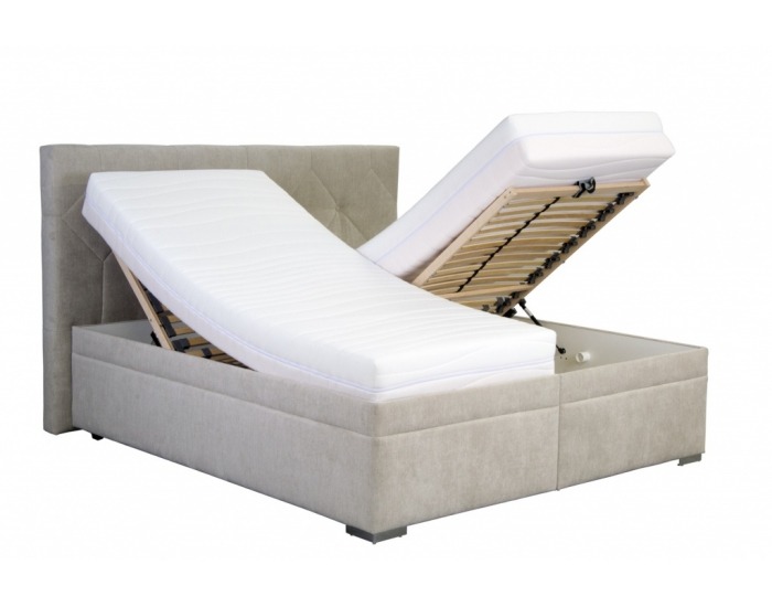 Čalúnená manželská posteľ s roštom a matracom Gela 180 - béžová / vzor