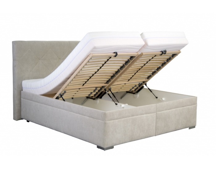 Čalúnená manželská posteľ s roštom a matracom Gela 180 - béžová / vzor
