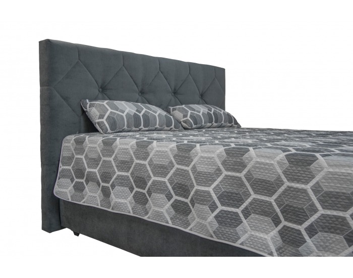 Čalúnená manželská posteľ s roštom a matracom Gela 180 - tmavosivá / vzor