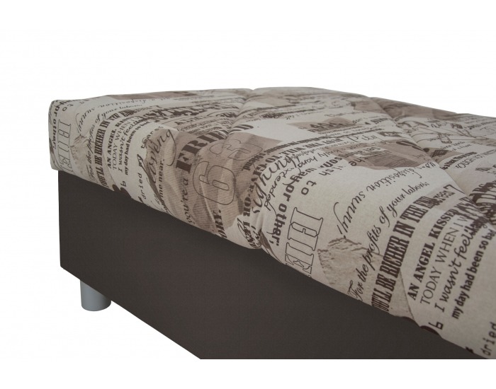 Čalúnená jednolôžková posteľ (váľanda) s matracom Inez 90 - tmavohnedá / vzor